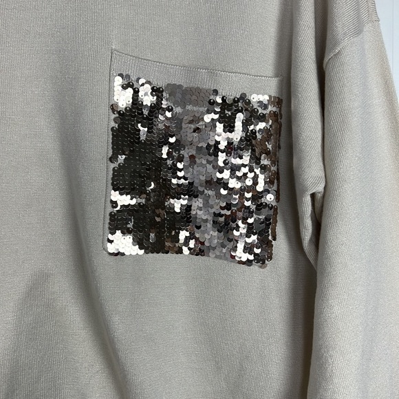DKNY beige sequin pocket sweater - Picture 8 of 10